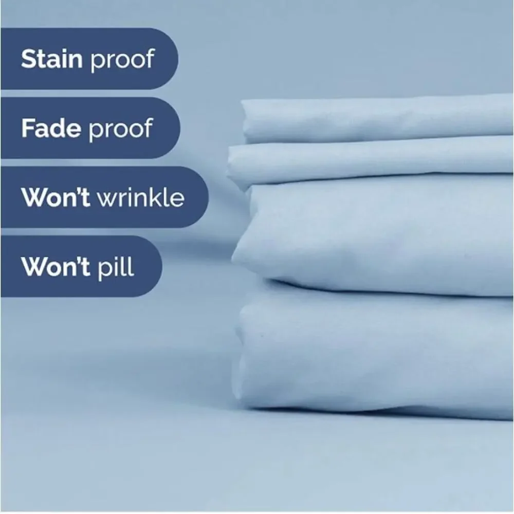 Full XL 4 Piece Wrinkle Free Sheet Set, Comfy Breathable & Cooling- Sky Blue